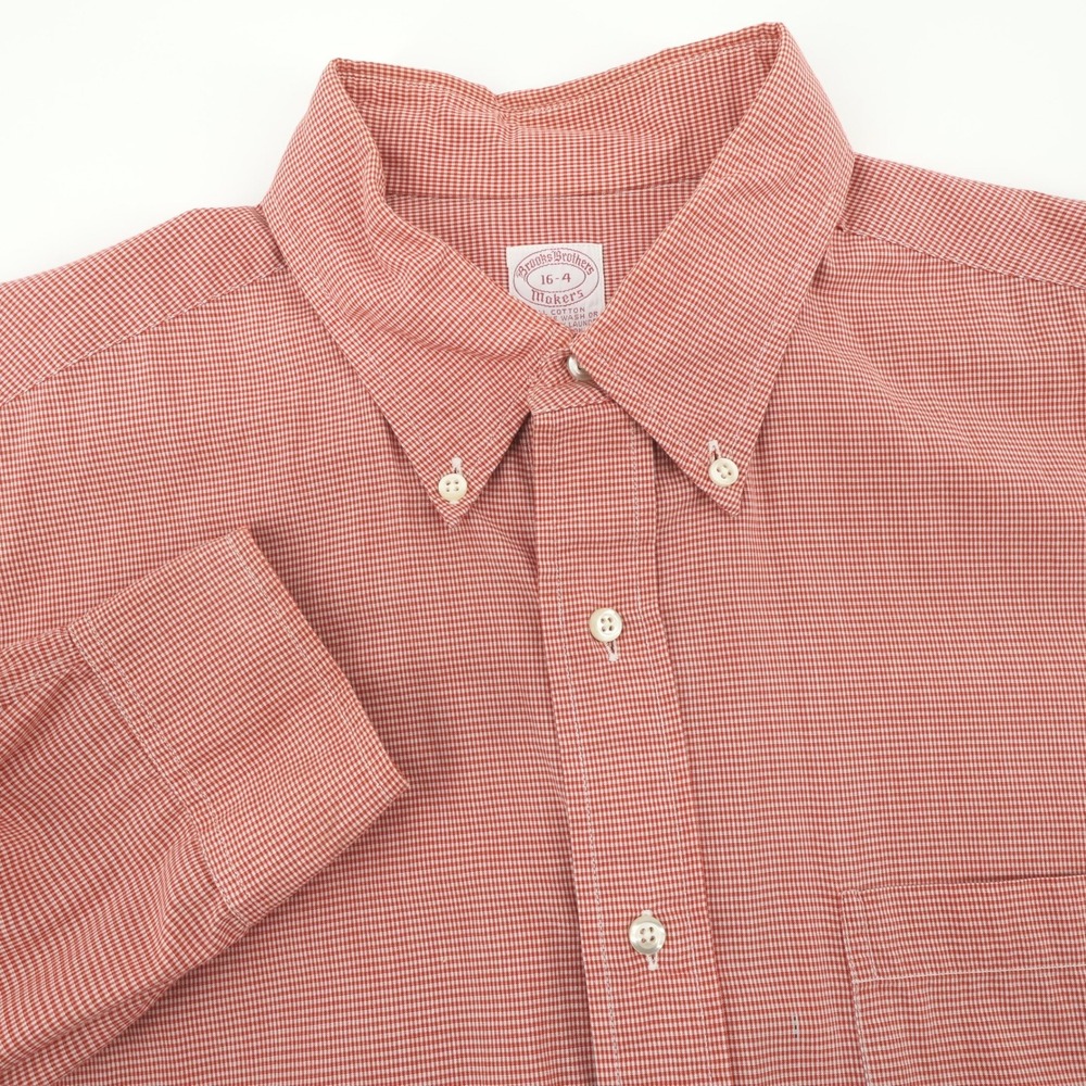 Brooks Brothers Makers Red Gingham Check Button Down Long Sleeve Shirt 16-4‎